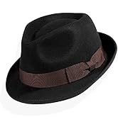 AKIO&AQUIRAX Men Fedora Hats 100% Pure Wool Trilby Fall Hat with Short Brim Classic Dress Hat Vin...