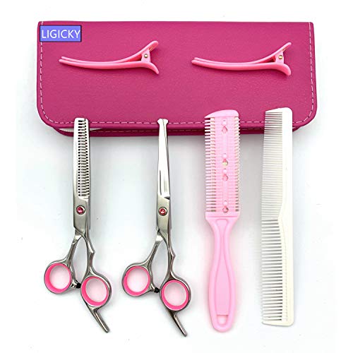 LIGICKY Baby Hair Cutting Scissors Set Professional Safety Round Tip Stainless Steel Hair