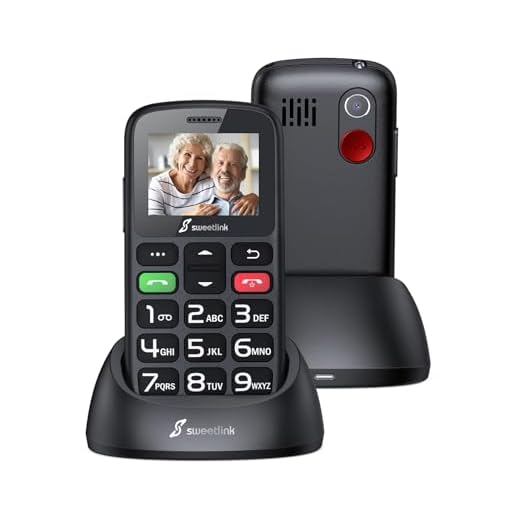 SweetLink Telefono Cellulare per Anziani con Tasti Grandi, GSM Senior Telefoni per Persone Anziane, Funzione SOS, Chiamata Rapida, Volume Alto, Base di Ricarica, Contatti con Immagini, Nero