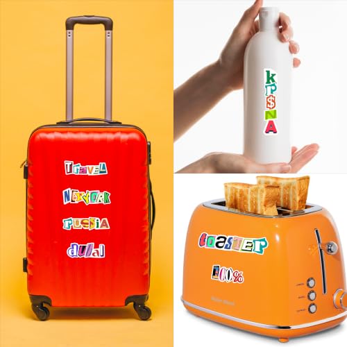 Image of Ransome Word Colorful Alphabet Pack of 80 Vinyl Waterproof Stickers for Laptop, Water Bottle, Journal, Notebook, Phone Case, Helmet & Luggage | Typography Letter, Symbol & Decorative Decal Pack