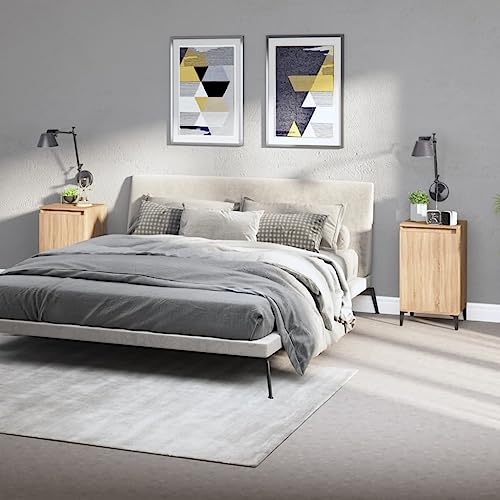WKIEQACO Mesas, mesitas de noche, mesitas de noche, 2 piezas, roble Sonoma, 40 x 35 x 70 cm, madera de ingeniería
