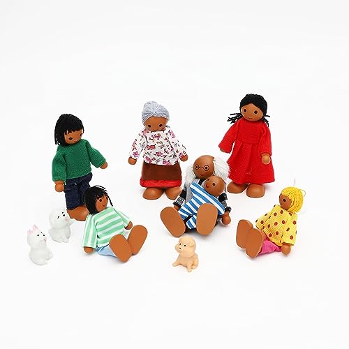 ONEST 11 Pieces Wooden Dollhouse Family Set Mini People Figures Sets Dollhouse Dolls Wooden Doll Family Pretend Play Figures Accessories for Pretend Doll House Toy