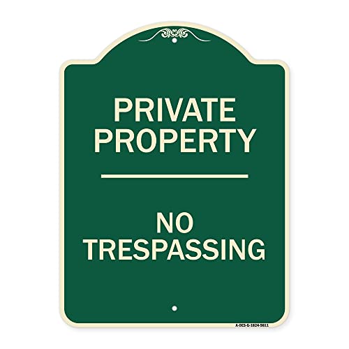 SignMission Designer Series Sign - No Trespassing | Green 18" x 24" Heavy-Gauge Aluminum Architectural Sign | Protect Your Business & Municipality | Made in The USA