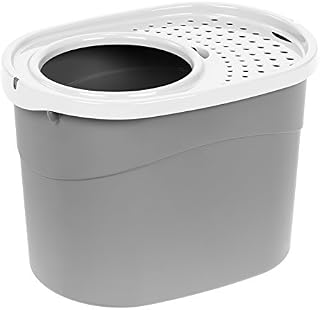 IRIS USA Top Entry Cat Litter Box, Gray/White 589624