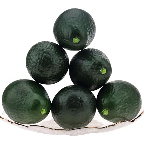 Meiwlong 6pcs Artificial Avocado Lifelike Fake Fruit Photography Props Model Home Kitchen Decoration Thanksgiving Party Display Desk Office Festival Centerpieces