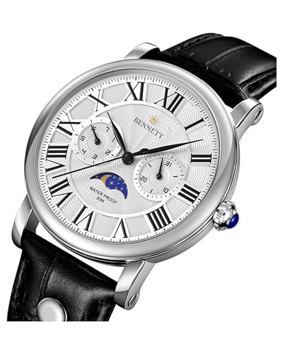 Image of Bennett Celest Limited Edition Men's Watch with Japanese Quartz Movement | Sun & Moon Phase | Premium Analog Dress Watch | Classy Watches for Men
