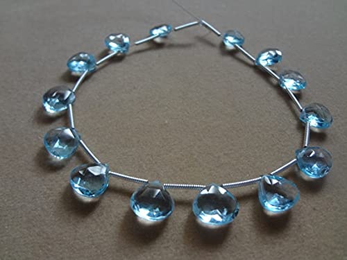 Perles briolette coeurs bleu ciel LKBEADS de 7 à 8 mm pour création de bijoux de mariage