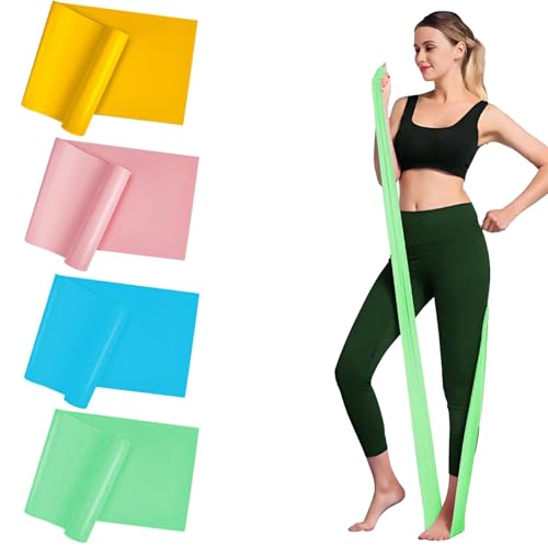 Bandas Elasticas Fitness, Bandas Elasticas Musculacion, Gomas Elasticas Musculacion, Cintas Elasticas Musculacion, Bandas de Resistencia, Set de 4 Resistencias Látex Banda de Ejercicios para Pilates