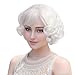 REEWES Elderly Women Wigs Costume White Curly Wigs with Bangs for Old Women Cosplay Costume Short Layered Synthetic Hair Party 100th Day of School Dress Up