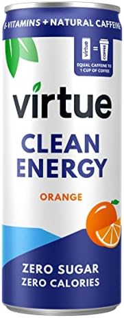 Virtue Clean Energy - Natural Energy Drink - Sugar Free, Zero Calories, Vegan, Keto Friendly, Gluten Free, Vitamin B (Orange, 12 x 250ml)