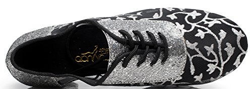 Chaussures de danse latine Salsa Cha-Cha argentées à talon custom - 3