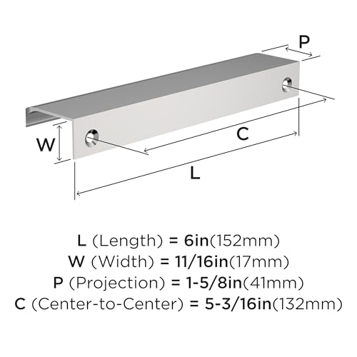 Amerock Streamline Tab 6 inch (152mm) Length Polished Chrome Cabinet Edge Pull - 10 Pack by Amerock - Image 3