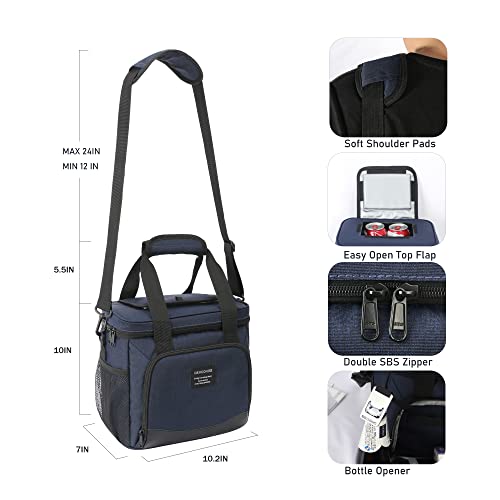 Denuoniss Insulated Lunch Bag For Women/Men Foldable Soft Lunch Cooler Bag Tote Adult Lunch Box Bag Frozen Lunch Bags Thermal Bento Bag For Work Travel Beach Camping,(12L) 16-Can, Blue #TOP1