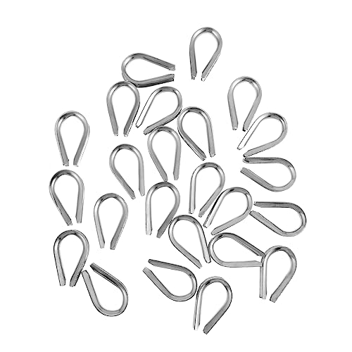 FUNOMOCYA 24 Pcs Capel Ring Rope Cable Thimbles Wire Rope Cable Clip Thimble Rigging Stainless Wire Clamps Chicken Ring Steel Wire Clamp Riggs 304 Stainless Steel Silver