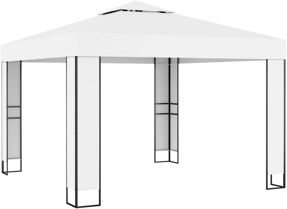 vidaXL vidaXL Gazebo, Pop up Canopy Tent with Double Roof, Patio Pavilion with Steel Frame, Wedding Party Tent for Garden Backyard Beach, White
