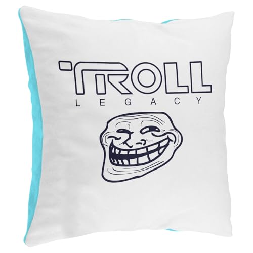 Fabulous Coussin en Peluche Bleu - Troll Legacy Parodie Film Science Fiction Meme - 40 x 40 cm - Toucher Peluche - Housse et Coussin Inclus