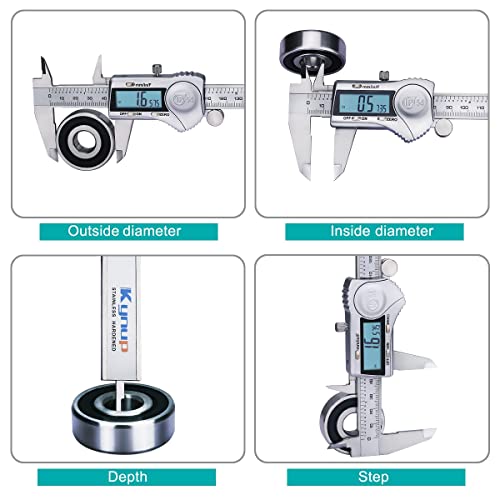 Calibre Digital Acero Inoxidable, Kynup Pie de Rey Digital Profesional de 150mm/6 Pulgadas, IP54 Impermeable Calibrador Vernier Digital, Gran Pantalla LCD Calibrador, Precisión de 0.01mm, Metalico