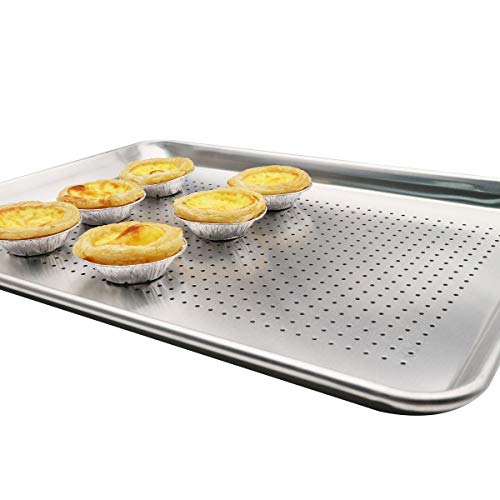 Firsmat Aluminum Perforated Half Sheet Pan For Baking Half Size Bakery Sheet Tray Metal Cookware Medium Bakeware 13X18 Inches #TOP4