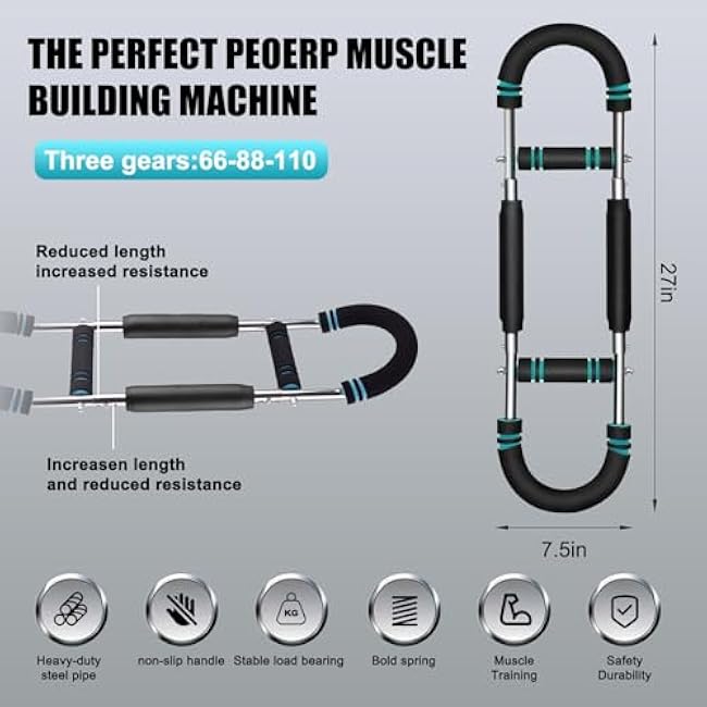 Adjustable 66-110lb Portable Twister Arm Trainer for Arms & Chest Workout Triceps Strength Training Men&Women Home Gym Exercise Machine - Strength Training & Muscle Fitness Equipment