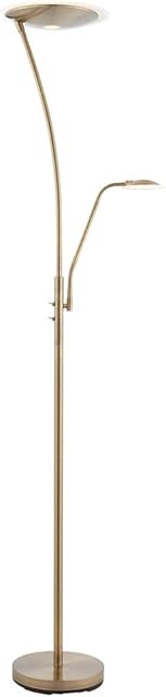 Hank Decorative Antique Brass Finish LED Mother/Father Parent & Child Standing Floor Lamp with Adjustable Reading Light