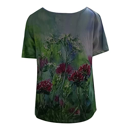 Tops plus size para mulheres verão vintage floral gráfico camiseta manga curta gola V camisas casuai