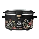 4 Qt Programmable Slow Cooker with Hinged Locking Lid, Wildflower Black Sesame by Drew Barrymore