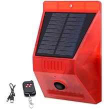 keeda Solar Warning Light with Motion Detector 129db Solar Alarm Strobe Light Outdoor 4 Work Modes Remote Control Security Siren Protected Your Home, Farm, Barn, Barn, Villa, Yard 2