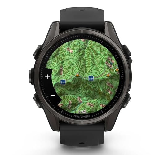 Image of Garmin Fenix 8 43mm AMOLED Sapphire Multisport GPS Smartwatch, Carbon Gray Titanium with Black Silicone Band, 010-02903-20 - Bundle w /Deco Essentials Charging Dock, Dust Cover and USB-C Cable