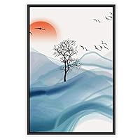 Framed Canvas Wall Art Abstract Sunrise and Sunset Canvas Prints Home Artwork Decoration for Living Room,Bedroom - 16x24 inches