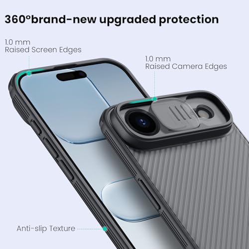 Image of Nillkin for iPhone Air Case with Slide Camera Cover, Thin Slim Fit, Shockproof Protective, Protector Privacy, Phone Case iPhone Air Camera Lens Protector 6.5 inch, Transparent Black