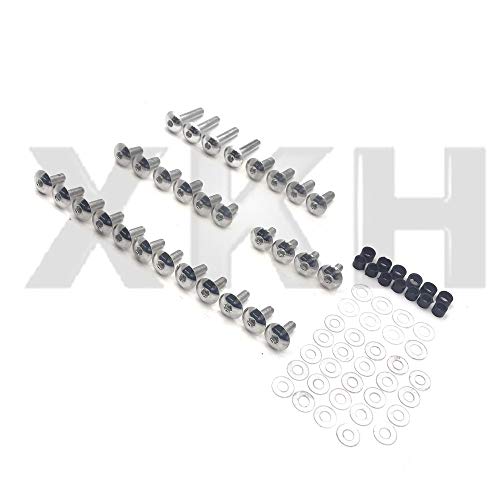 XKH- Motorcycle Fairing Bolt Kit Body Screws Compatible with 2001-2003 Suzuki GSXR 600 Silver [B0772QP9DK] - Thumbnail 3