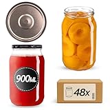 FACILE À NETTOYER - Les bocaux de conservation de 900 ml ont une ouverture de 82 mm de diamètre, permettant ainsi de placer facilement les conserves. Nos bocaux à conserves sont également compatibles avec le lave-vaisselle.