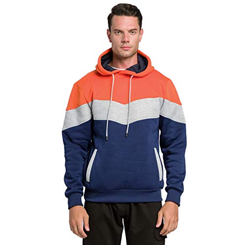 MOONCOLOUR Men's Fashion Novelty Color Block Hoodies Long Sleeve Fleece Hooded Pullover Sweatshirts with Pockets4