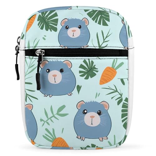 Blue Guinea Pigs Pattern Women's Cute Small Mini Crossbody Bag Top Zip Sling Square Shoulder Bags