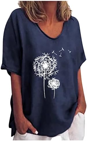 Maternity Tops Women Summer Tops Trendy Women's Blouses Tops Plain T Shirts for Women Womens Shirts Casual Plus Size Tops Casual Printed Round Neck Short-Sleeved Loose Soft Plus Size Sports