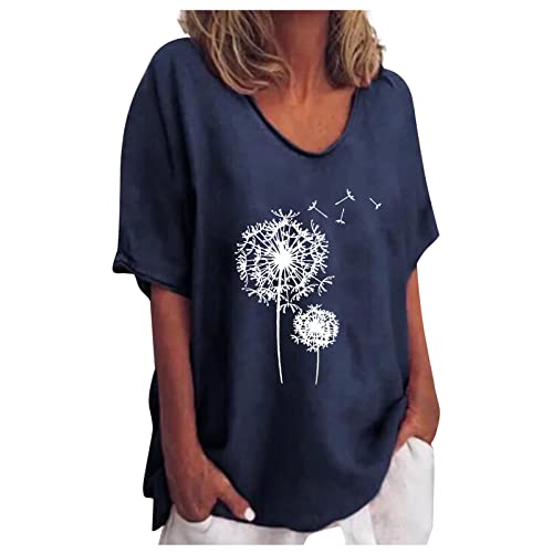Maternity Tops Women Summer Tops Trendy Women's Blouses Tops Plain T Shirts For Women Womens Shirts Casual Plus Size Tops Casual Printed Round Neck Short-Sleeved Loose Soft Plus Size Sports #TOP2