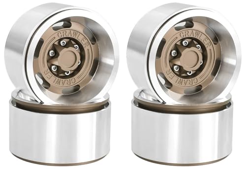 1.9 Metal Beadlock Wheels for 1/10 RC Crawler/Trail Truck, Compatible with Axial SCX10/Capra/TRX-4, CNC-Machined Alloy Rims Heavy-Duty Off-Road Performance Bronze