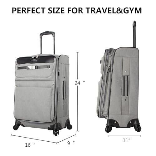Nicole Miller Designer Luggage Collection - Expandable 24 Inch Softside Bag - Durable Mid-sized Lightweight Checked Suitcase with 4-Rolling Spinner Wheels3