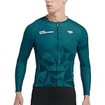 Santic Maillot Ciclismo Hombre Ropa Largas Camiset...: Material: Fabricada en 100% poliéster, utiliza un tejido de malla bajo las axilas, la camiseta de ciclismo para hombre es más elástica, transpirable y cómoda. Banda antifricción: una pequeña banda antifricción en el cuello posterior puede proteger la...