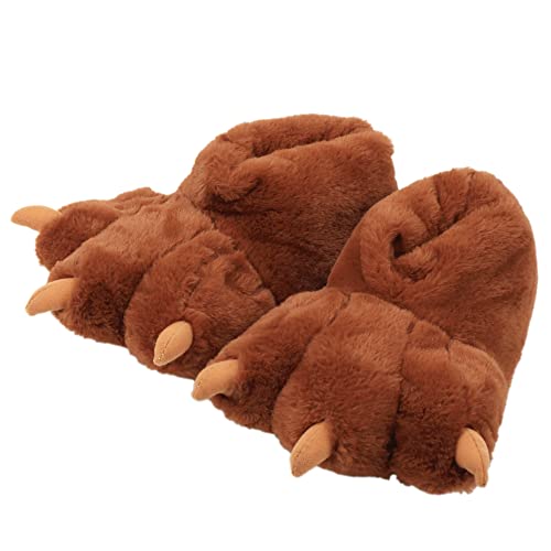 Image of Women Plush Animal Paw Slippers Funny Novelty Bear Claw Slippers Cozy Furry Warm Memory Foam Slippers Gifts for Halloween Christmas