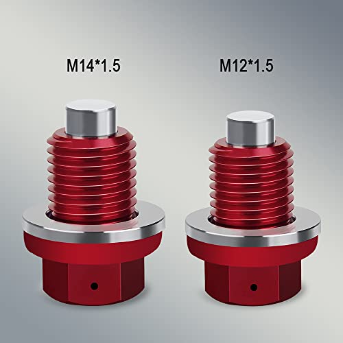 M12 x 1.5 Magnetic Oil Drain Plug, Oil Plug Gasket, Aluminum Oil Drain Plug Sump Drain Nut Bolt with Gaskets, Car Accessories Universal Leak-proof Replacement for Honda Ford GM Mazda Audi