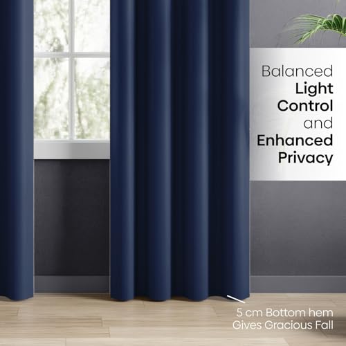 Image of haus & kinder Blackout Curtains 7 feet Long, Door Curtains 7 Feet Set of 2, Blackout Curtain,100% Room Darkening Door Curtain (Navy, 114x213 CM)