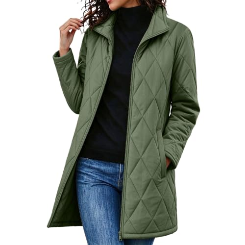 Quilted Jackets for Women Lightwight Fall Winter Mid Length Padded Coats - image 1