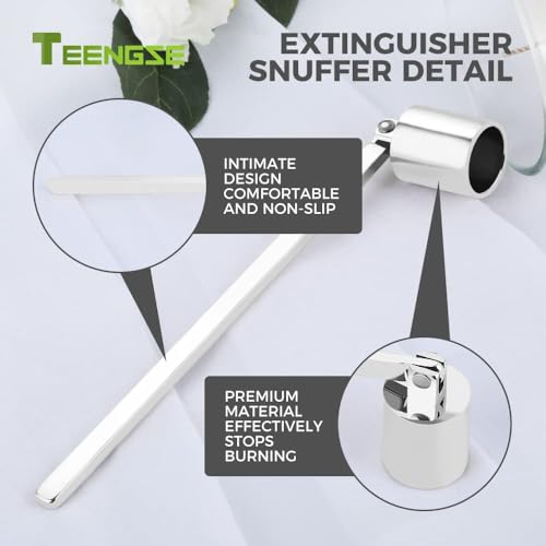 Ninoclar Kerzenlöscher, Edelstahl-Kerzenlöscher-Dochtlöscher-Zubehör mit langem Griff, Kerzenlöscher für die meisten Kerzen, Schwarz (Silber)