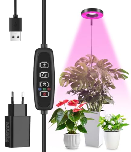 Lámpara de Planta,48 LED Lámpara de Planta de espectro completo, Luces de crecimiento ajustable en altura con temporizador 3/9/12H, 10 brillos, 3 modos, para Plantas Pequeñas