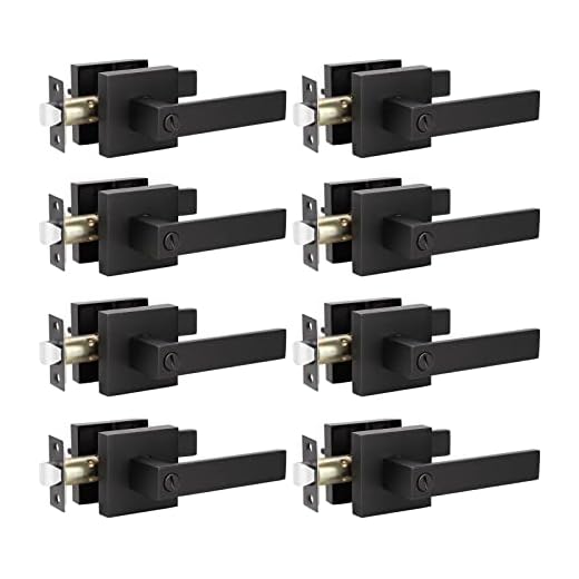 KNOBWELL 8 Pack Door Handles Interior Matte Black Contemporary Door Handles Lever Door Handle Privacy Use, Bedroom and Bathroom Door Handle(Thumb Turn, No Key)