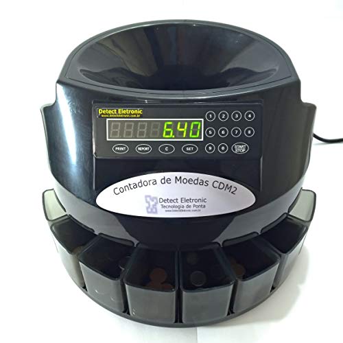 Máquina Classificadora e Contadora de Moedas Automática Detect Eletronic Mod. CDM2