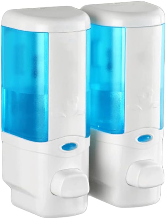 Simple Resin Wall Mounted Soap Dispenser Manual Press Shower and Lotion Dispenser Various Capacities for Bathroom Kitchen Easy to use ()