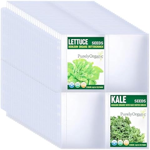 MUQING 30 Pack 120 Pockets Seed Packet Binder Sleeves, Garden Seed Storage Organizer Pages for 3 Ring Binder, Slot Size 3.5"x 5.5", Sleeves for Seed Holder Container, Seed Saver Protector Cover