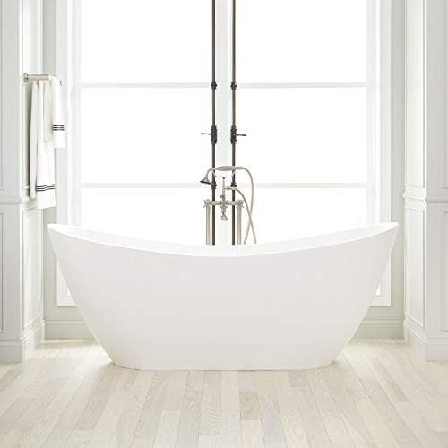 Signature Hardware 425990 Sheba 72" Resin Soaking Double Slipper Freestanding Tub with Integrated Drain and Overflow - White
